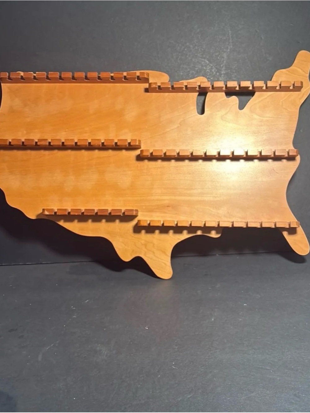 Vintage Wood United States Shaped Spoon Rack